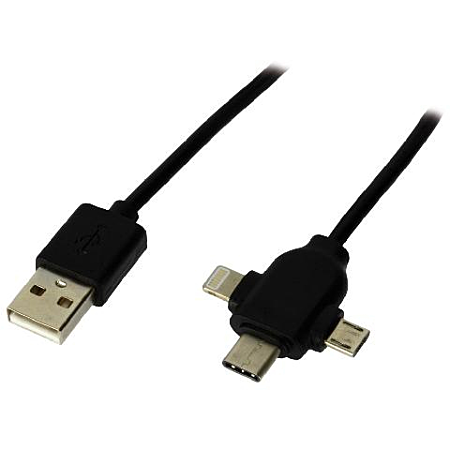 [03001516] Câble USB-A vers Multitête - 1m - Noir#
