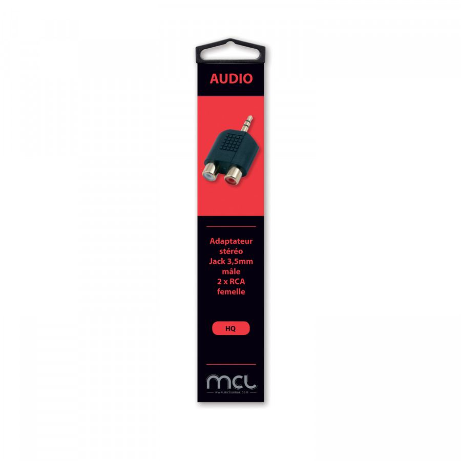 [06800026] Adaptateur Jack 3.5mm/2xRCA mâle/femelle - Noir#