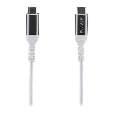 [03003516] Câble USB-C vers USB-C/100W/Tressé/2m/Blanc