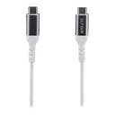 Câble USB-C vers USB-C/100W/Tressé/2m/Blanc