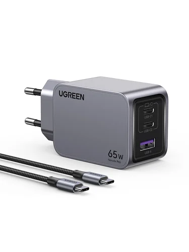 Chargeur secteur 65W 3 ports + Câble USB-C - 1,5m