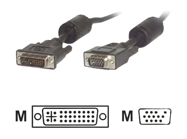 [03000669] Câble DVI-I/HD15 (VGA) mâle/mâle - 2m - Noir