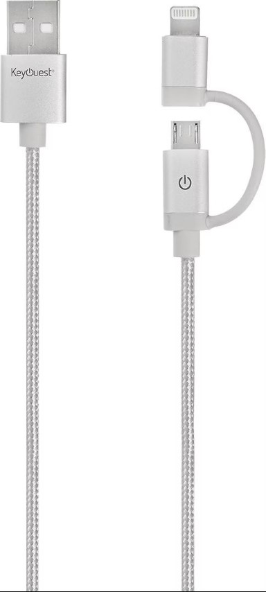 Câble USB/Lightning/Micro USB-B - 1.2m - Gris