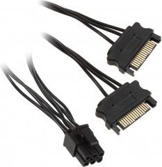 Adapateur 2xSATA/PCIe 6 broches - 10 cm - Noir