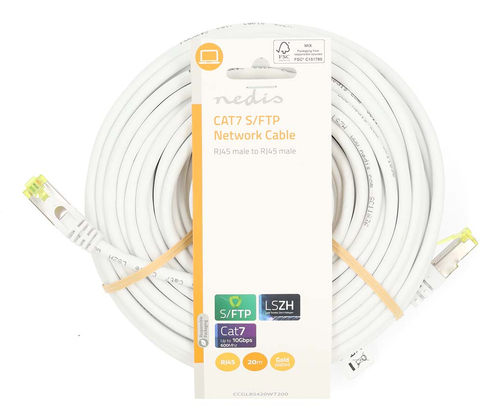 Câble RJ45 CAT7 S/FTP mâle/mâle - 20m - Blanc