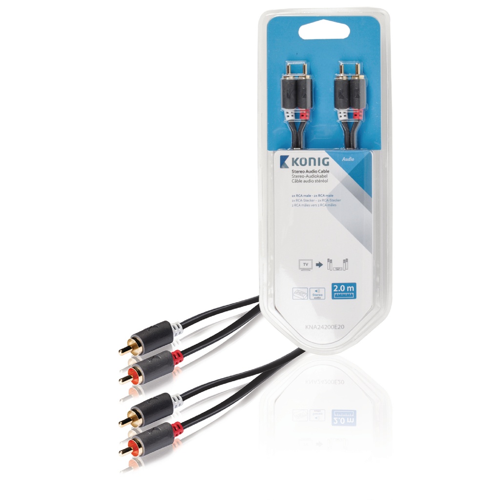 Câble audio 4xRCA mâle/mâle - 2m - Gris 