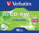 CDRW 80min certifié 12X - Boites Cristal x10