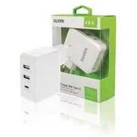[02500089] Chargeur mural 3 ports - 2xUSB-A - USB-C - Blanc