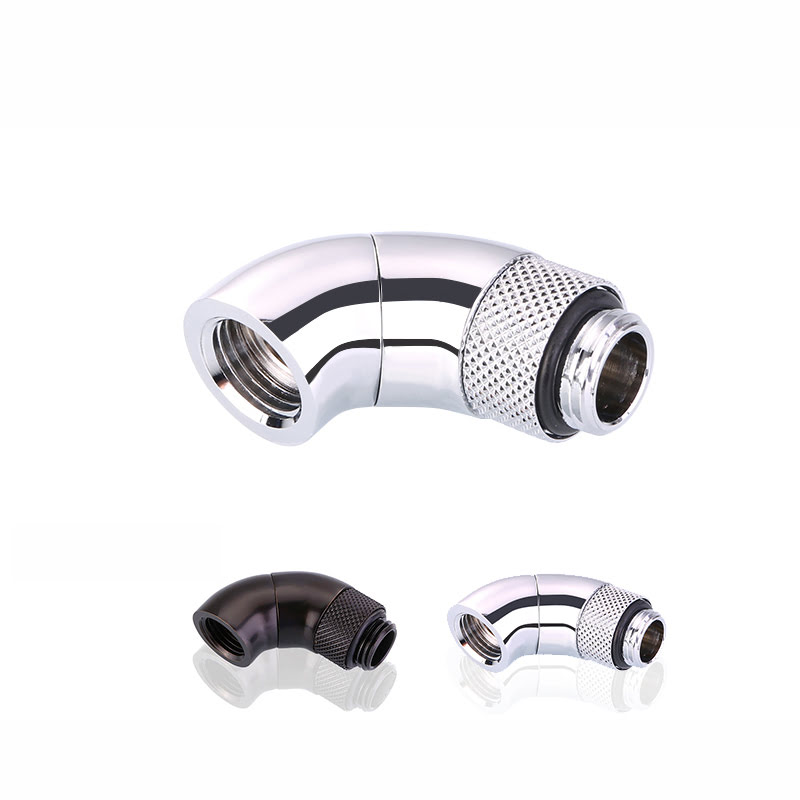 Fitting arrondi rotatif 90° argent - 14mm