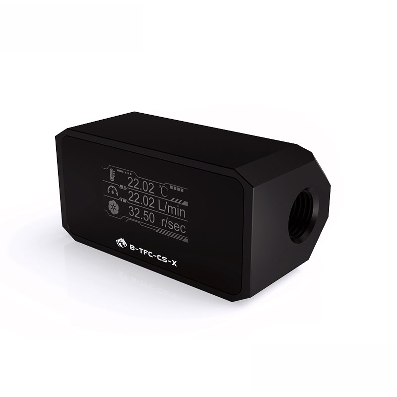 Fitting droit noir avec LCD température et debit