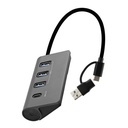 USB-A/USB-C 3.0 - 4 ports - Gris