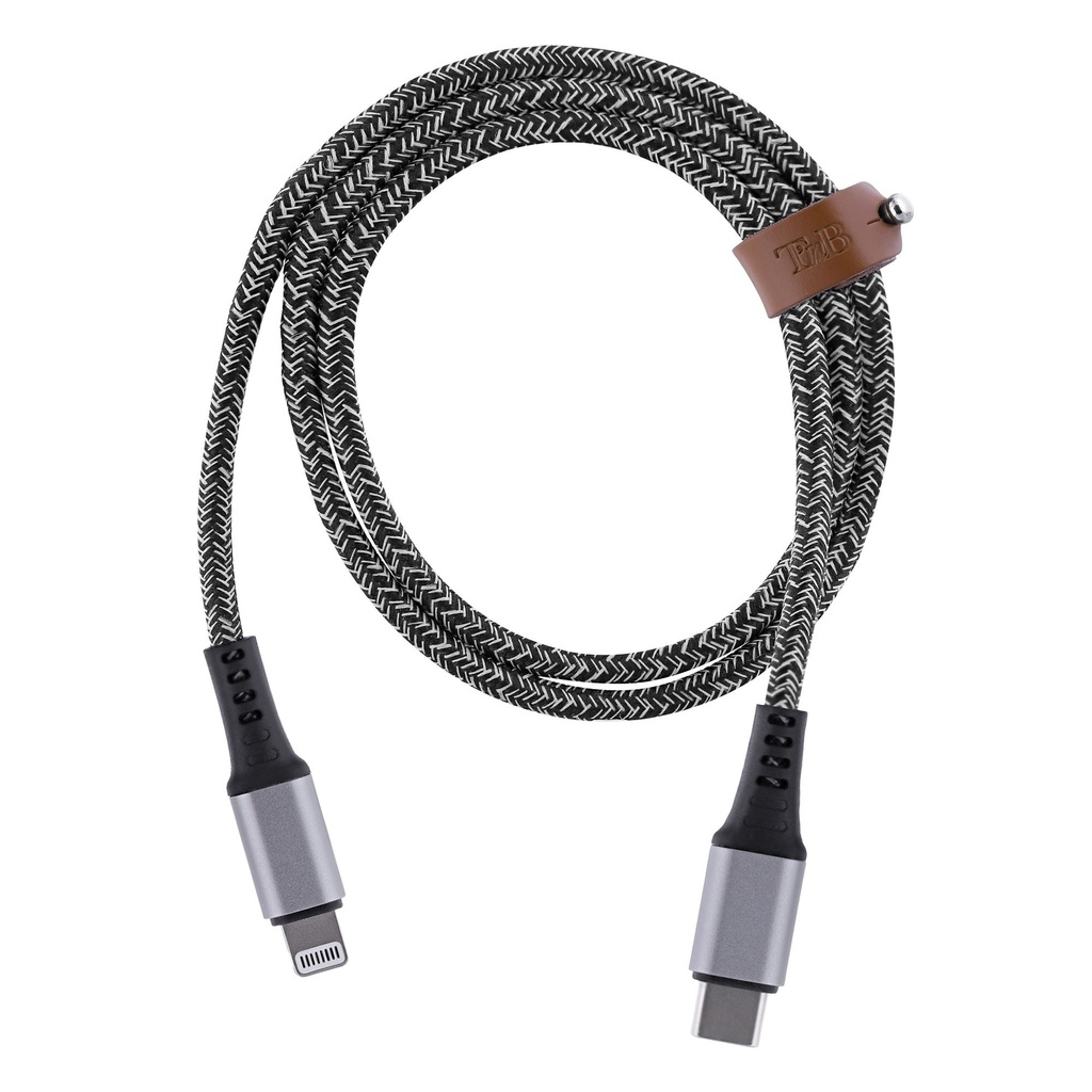 Câble USB-C/Lightning - 1,5m - nylon RPET - Noir