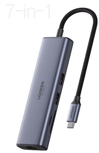 Dock USB-C 7 en 1 - HDMI 4K 60Hz/100W/0,20m/Gris