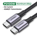 Câble USB-C vers USB-C/100W/Tressé/2m/Noir