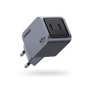 Chargeur rapide 2 ports USB-C - 45W - Gris