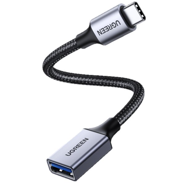 Câble UBS-C vers USB 3.0 OTG/Tressé/10cm/Noir
