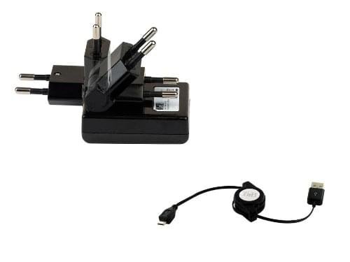 Chargeur secteur + câble micro-USB rétractable