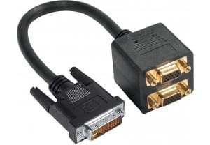 Adaptateur DVI-I vers 2 VGA mâle/femelle