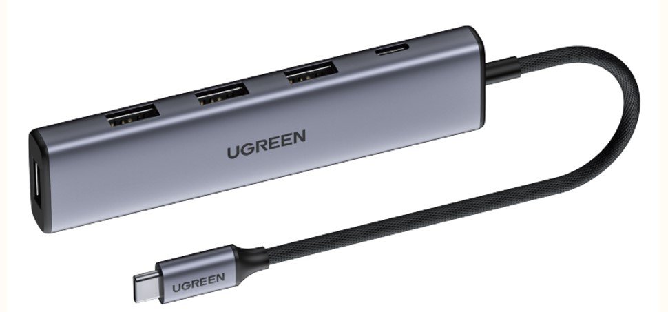 Hub 4 ports USB-C vers 4xUSB 3.0/0,15m/Gris