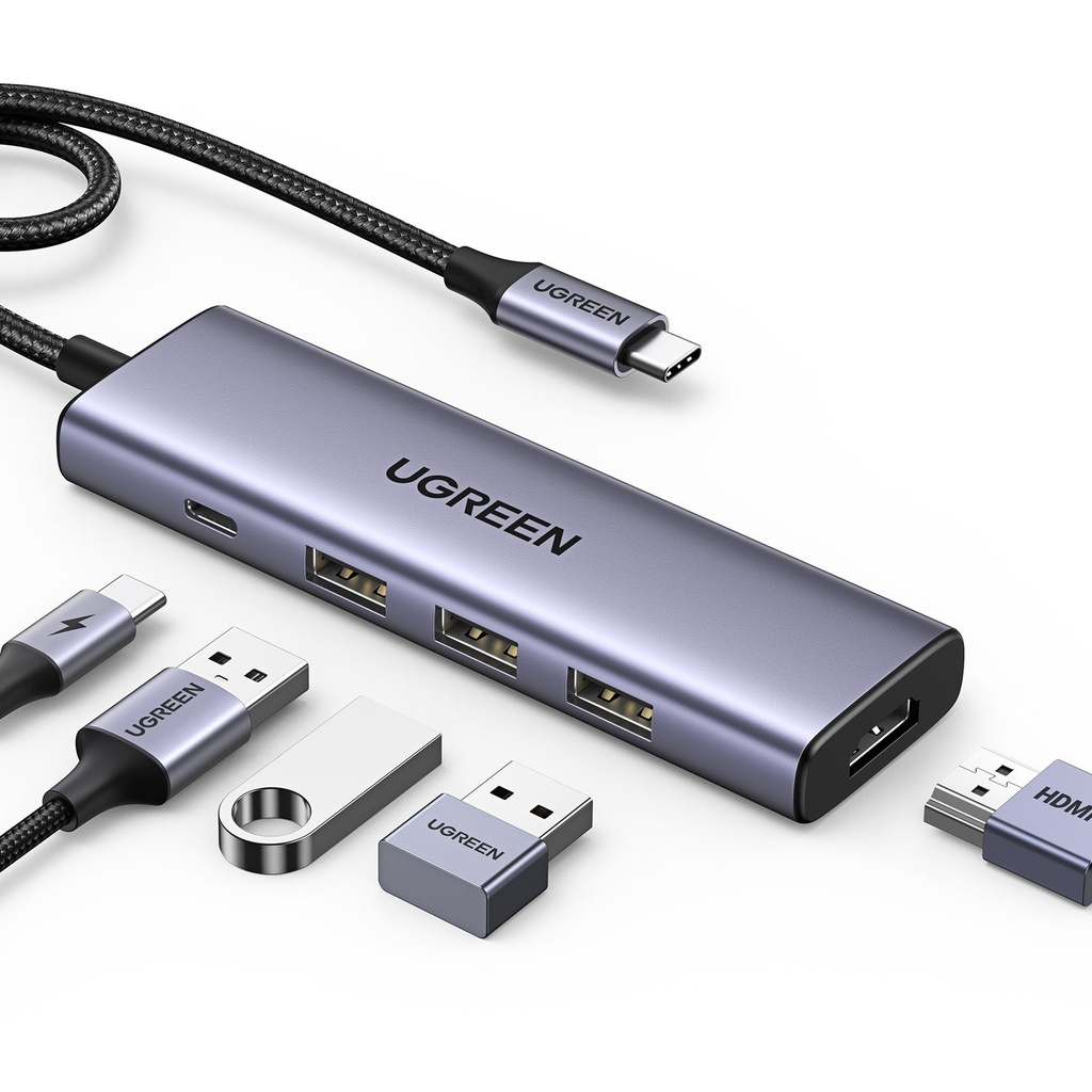 Hub 5 ports USB-C vers 3xUSB 3.0+HDMI+USB-C/4K60Hz