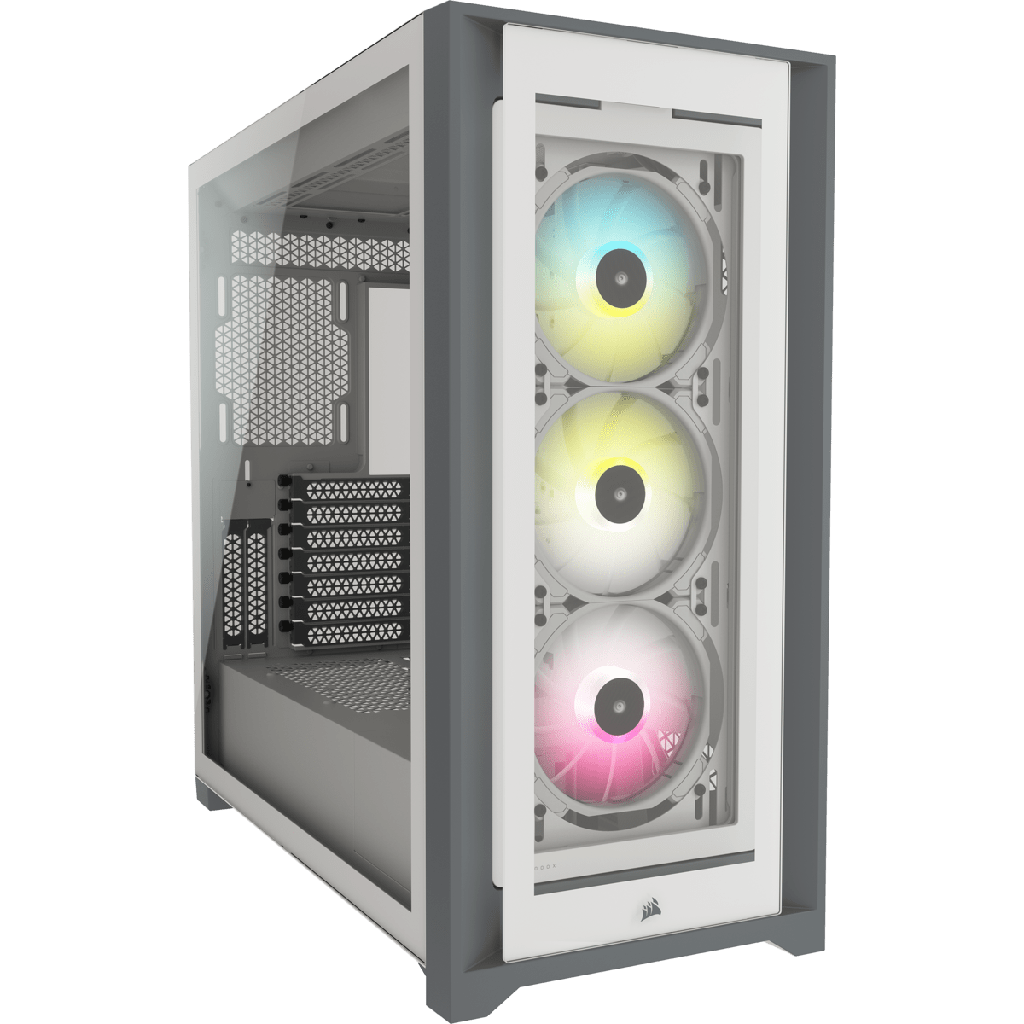iCUE 5000X RGB Tempered White - MT/Sans Alim/ATX