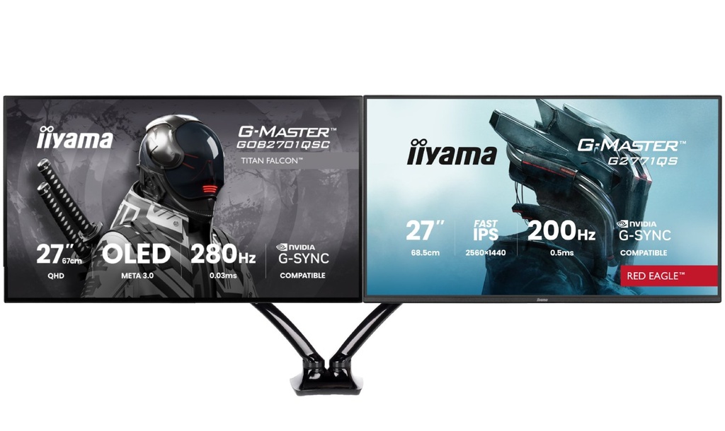 27"WOLED QHD 280Hz+27"QHD 200Hz IPS+Bras double#